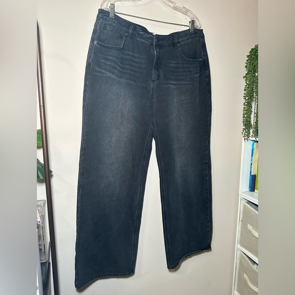 RSQ Classic Charcoal Low Rise Loose Straight Wide Leg Denim Jeans Size 32 - Picture 10 of 16
